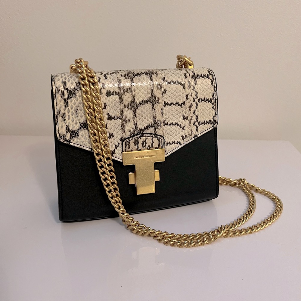 Tory Burch Black Snake Skin Leather Purse